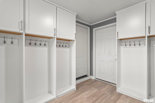 mudroom with light wood finished floors