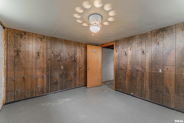 interior space featuring wood walls