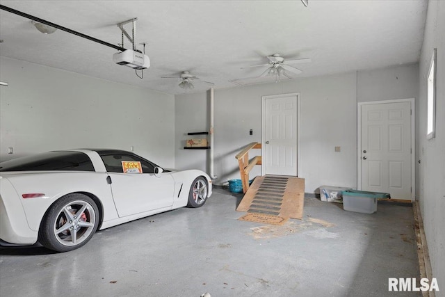 garage with a garage door opener