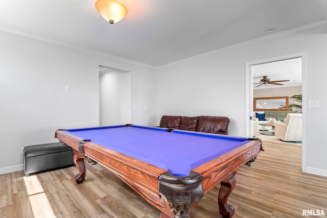 188 E Hazel Dell Ln, Springfield, IL 62712 - rec room featuring ornamental molding, wood finished floors, pool table, and baseboards