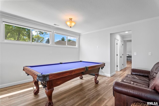 188 E Hazel Dell Ln, Springfield, IL 62712 - recreation room featuring billiards, ornamental molding, light wood-style flooring, baseboards, and recessed lighting