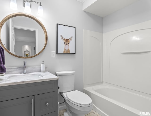 188 E Hazel Dell Ln, Springfield, IL 62712 - full bathroom featuring toilet, vanity, tile patterned floors, and washtub / shower combination