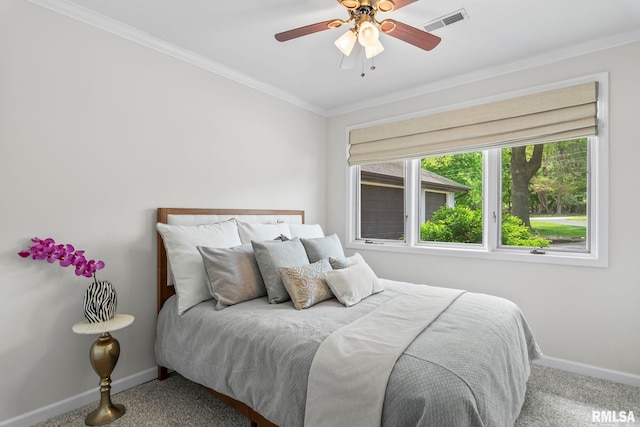 188 E Hazel Dell Ln, Springfield, IL 62712 - carpeted bedroom featuring baseboards, crown molding, and a ceiling fan