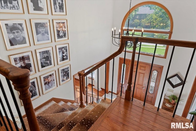 1405 Woods Farm Ln, Springfield, IL 62704 - staircase featuring hardwood / wood-style floors