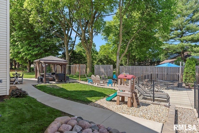 1405 Woods Farm Ln, Springfield, IL 62704 - view of yard featuring a gazebo and a patio