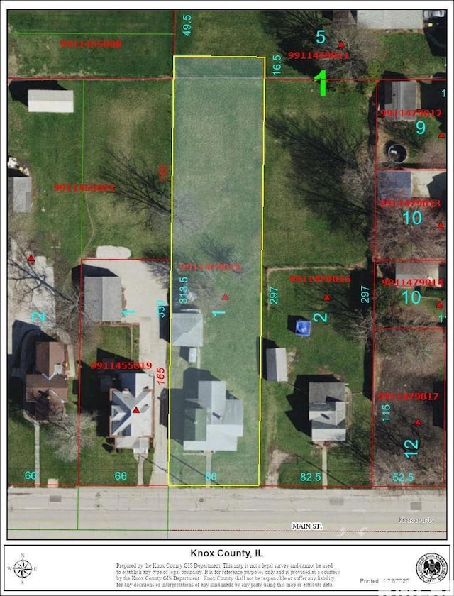 1309 E Main St, Galesburg, IL 61401 - aerial view of property's location featuring property parcel outlined