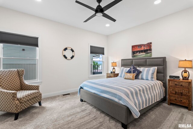 321 Harbor Point Pl, Springfield, IL 62712 - bedroom featuring carpet flooring, recessed lighting, baseboards, and a ceiling fan