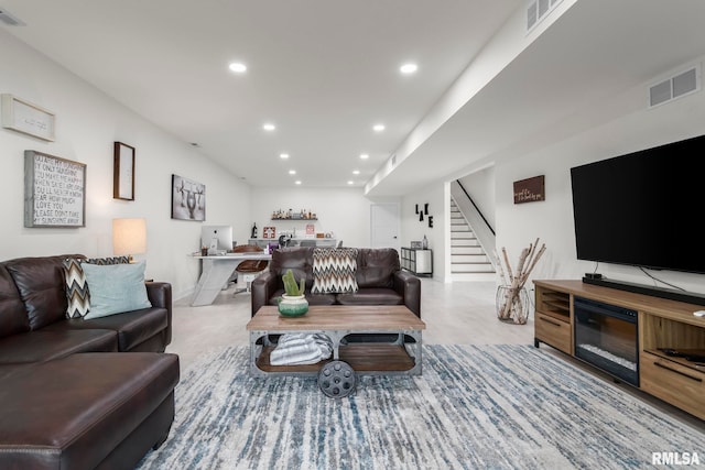 321 Harbor Point Pl, Springfield, IL 62712 - living area featuring stairs, recessed lighting, and bar area