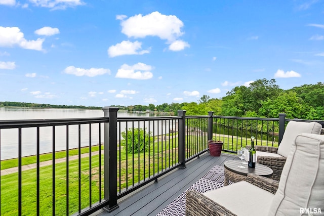 321 Harbor Point Pl, Springfield, IL 62712 - deck featuring a water view and a yard