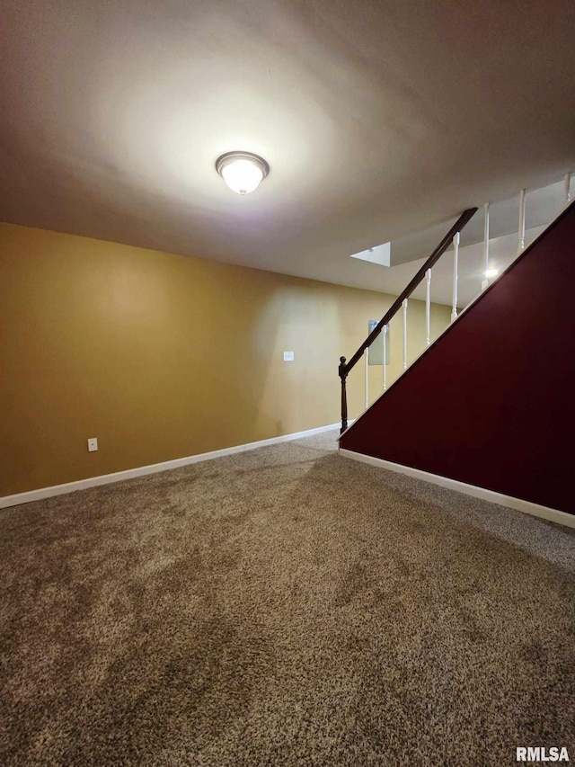514 W Washington St, Mendon, IL 62351 - below grade area with carpet flooring, baseboards, and stairs