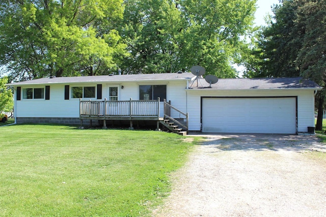 214 W B St, Alpha, IL 61413 - view of front of house featuring a front yard, driveway, and a wooden deck