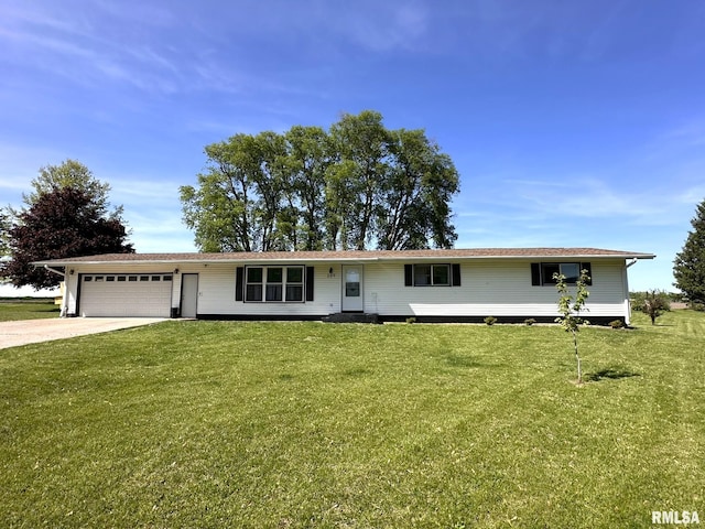 209 Brookview Dr, Abingdon, IL 61410 - ranch-style house with an attached garage, concrete driveway, and a front yard