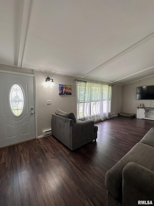 209 Brookview Dr, Abingdon, IL 61410 - living room with a baseboard radiator, healthy amount of natural light, and wood finished floors