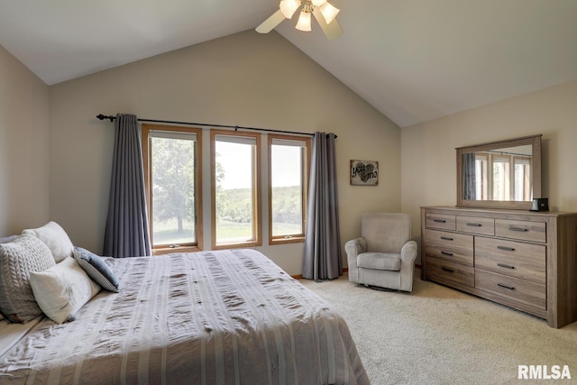 4629 Hidden Cove Rd, Quincy, IL 62305 - bedroom featuring lofted ceiling, light colored carpet, and a ceiling fan