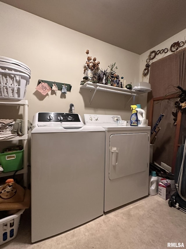 810 NW 7th Ave, Galva, IL 61434 - laundry room with washer and dryer and light colored carpet