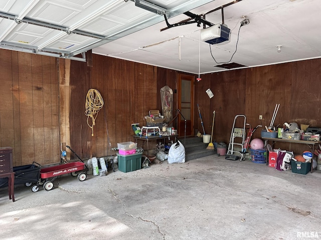810 NW 7th Ave, Galva, IL 61434 - garage with a garage door opener and wood walls