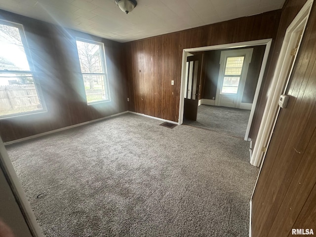 859 Mulberry St, Galesburg, IL 61401 - unfurnished room with wood walls, carpet, and baseboards