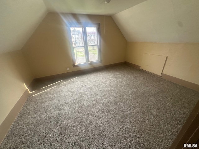 859 Mulberry St, Galesburg, IL 61401 - additional living space with vaulted ceiling, carpet floors, and baseboards