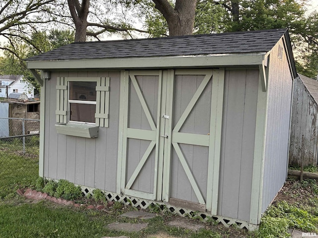 1744 Jackson St, Quincy, IL 62301 - view of shed featuring fence