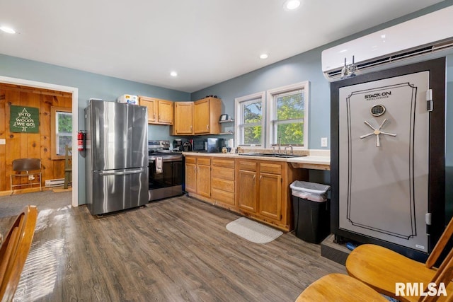 1460 Rushing Rd, Simpson, IL 62985 - kitchen featuring stainless steel appliances, a sink, dark wood-style floors, light countertops, and recessed lighting