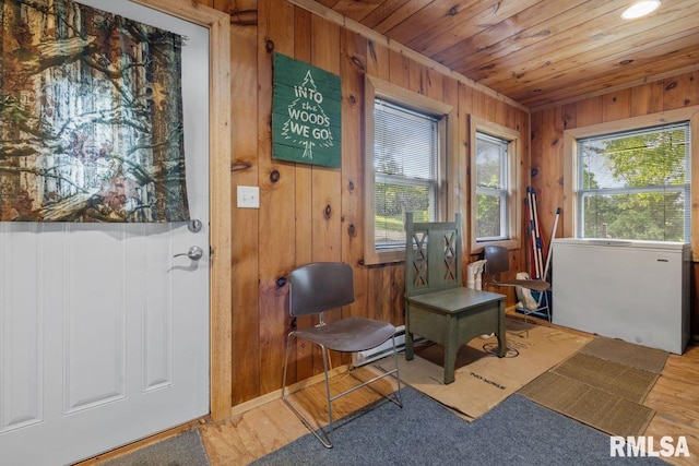 1460 Rushing Rd, Simpson, IL 62985 - sitting room with wooden walls, wood ceiling, and wood finished floors