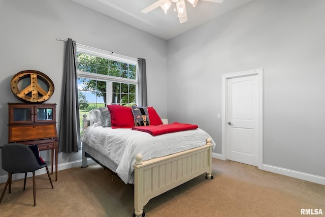 4901 Wildcat Run, Springfield, IL 62711 - bedroom with light colored carpet, baseboards, and ceiling fan