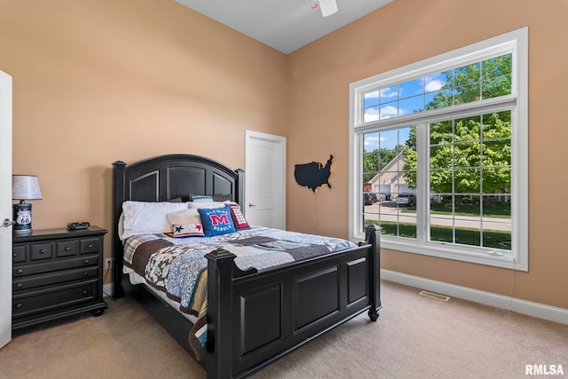 4901 Wildcat Run, Springfield, IL 62711 - bedroom with light carpet, baseboards, and a ceiling fan