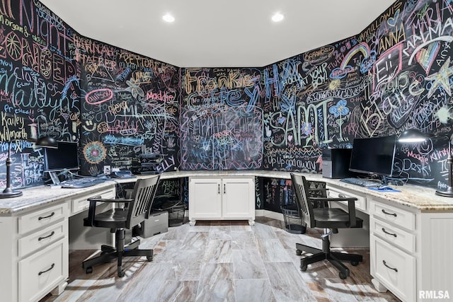 4901 Wildcat Run, Springfield, IL 62711 - office with built in study area, recessed lighting, and wallpapered walls