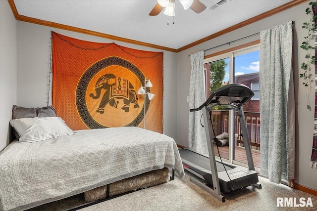 160 S Durkin Dr Unit 11, Springfield, IL 62704 - carpeted bedroom with ornamental molding and a ceiling fan
