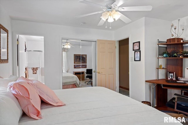 4 Nightingale Dr, Springfield, IL 62711 - bedroom featuring a closet, an office area, and a ceiling fan