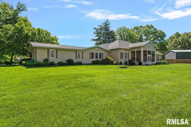 4 Nightingale Dr, Springfield, IL 62711 - back of property featuring a sunroom and a yard