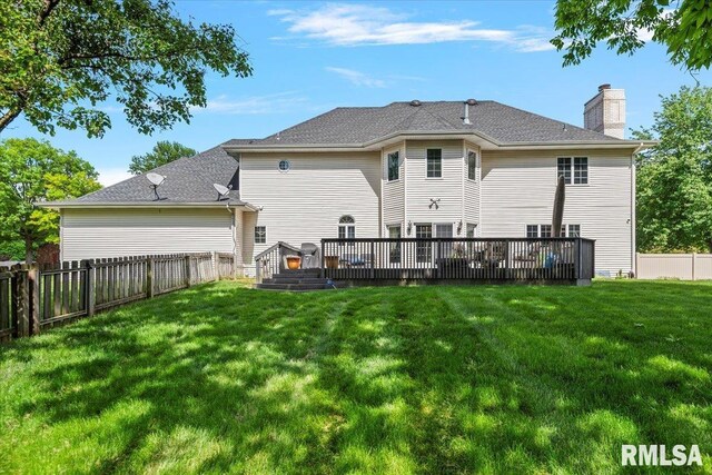 505 Clipper Rd, Springfield, IL 62704 - back of property with a chimney and a wooden deck