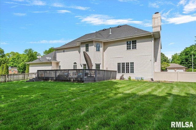 505 Clipper Rd, Springfield, IL 62704 - back of house featuring a chimney and a deck