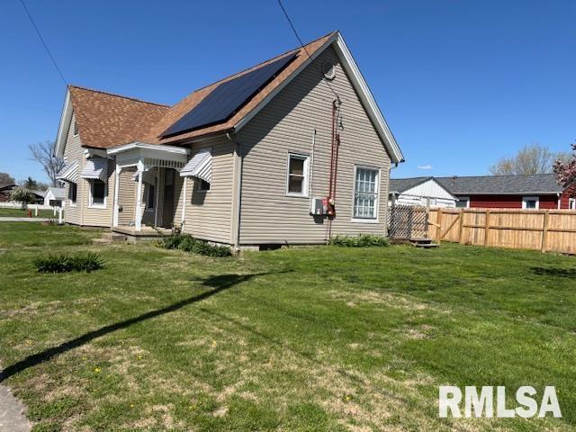 412 Pine St, Greenfield, IL 62044 - rear view of property featuring solar panels