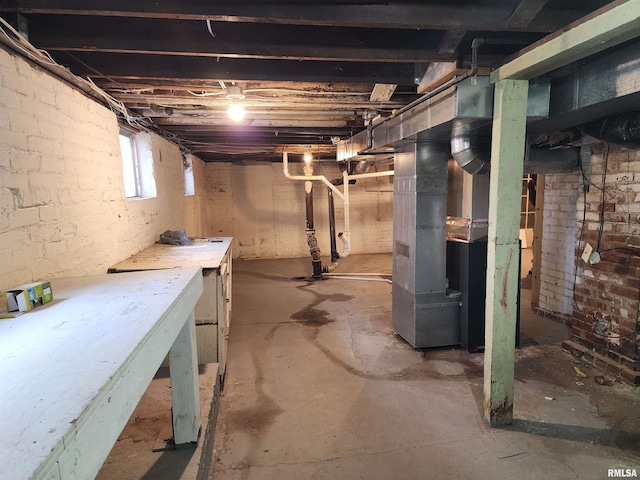 below grade area with heating unit