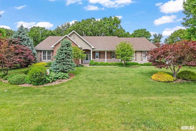 1625 Grace Ridge Rd, New Berlin, IL 62670 - ranch-style home featuring a front lawn and covered porch