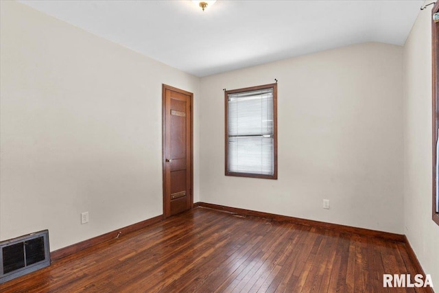 1816 S Street Ct, Springfield, IL 62703 - empty room featuring dark wood finished floors, baseboards, and lofted ceiling