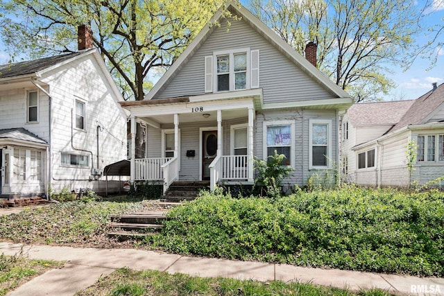 108 S Macarthur Blvd, Springfield, IL 62704 - bungalow featuring a porch and a chimney