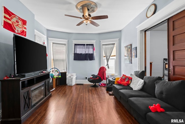 108 S Macarthur Blvd, Springfield, IL 62704 - living area featuring a ceiling fan and dark wood-type flooring