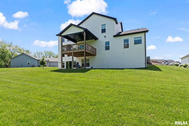 1915 Parthenon Ct, Chatham, IL 62629 - rear view of house featuring a yard, ceiling fan, and a balcony