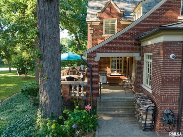 view of patio / terrace featuring a grill