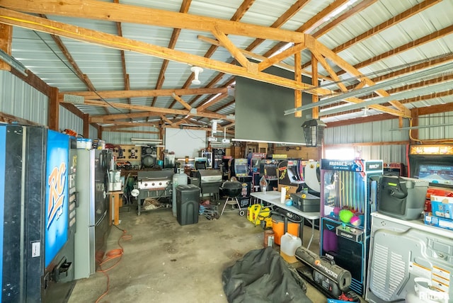 20040 Boulder Rd, Carlyle, IL 62231 - garage with metal wall and a workshop area