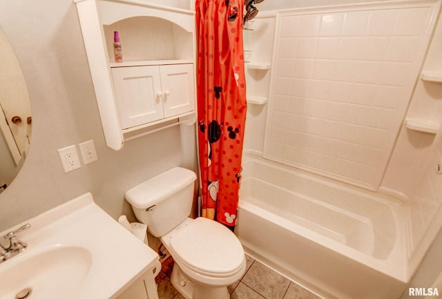 206 W N St, Assumption, IL 62510 - bathroom with tile patterned floors, toilet, shower / bath combination with curtain, and vanity