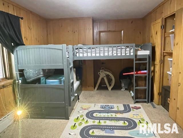 413 W Grant St, Pittsfield, IL 62363 - carpeted bedroom with wooden walls