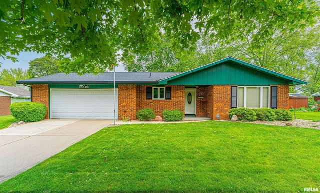 1106 Sidney St, Bloomington, IL 61701 - single story home with an attached garage, brick siding, and a front lawn