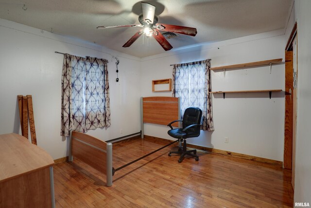 305 E Clay St, Pleasant Hill, IL 62366 - office space with a ceiling fan, wood finished floors, and baseboards
