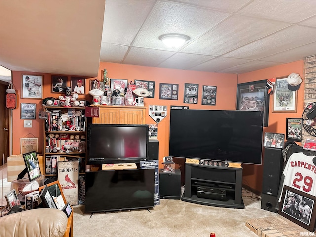 1666 Outrigger Rd, Galesburg, IL 61401 - carpeted living room with a drop ceiling