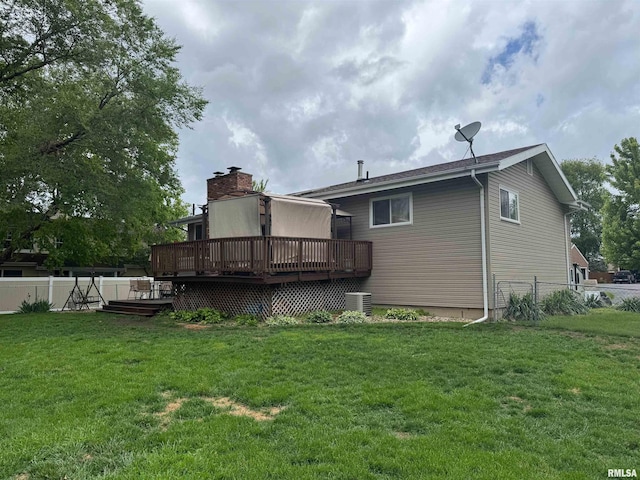 1666 Outrigger Rd, Galesburg, IL 61401 - rear view of property featuring a deck and central air condition unit