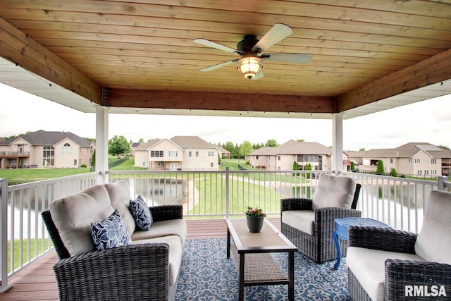 4619 Trinity Lakes Dr, Quincy, IL 62305 - view of patio / terrace with a residential view, ceiling fan, and an outdoor living space