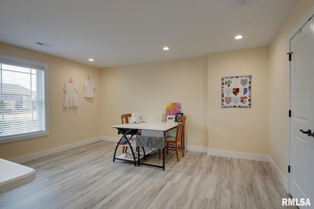 4619 Trinity Lakes Dr, Quincy, IL 62305 - office featuring light wood finished floors, baseboards, and recessed lighting